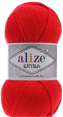 Пряжа Alize Extra 90% акрил/10% шерсть 100гр/220м №56 Красный 106379