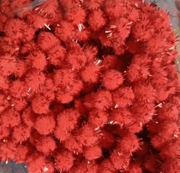помпоны акриловые с люрексом 1 см 5 гр (70-90 шт) красный 121982