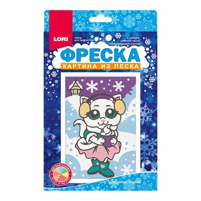 Фреска. Картина из песка "Белоснежная кошечка" 126810