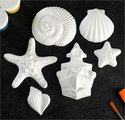 Н-р д/раскраски «Морской» белый, 6шт, 20*1.5*15см 126817