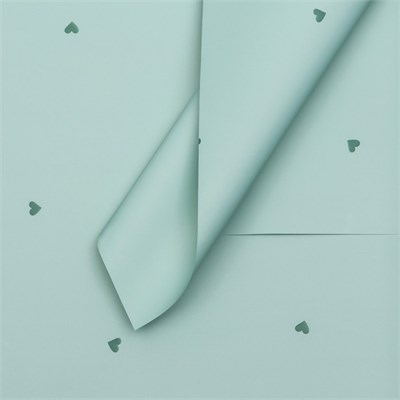 Пленка д/цветов и букетов, 57*57см, «Сердечки», зелёная, 65мкм 126975