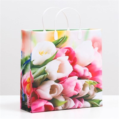 Пакет «Нежные тюльпаны», мягкий пластик, 30*30см, 120 мкм 126994