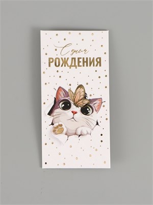 Конверт д/денег «Котик», тиснение, 16.5*8см 127028