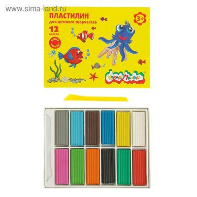 Пластилин «Каляка-Маляка», 12цв, 180г, со стеком 127050