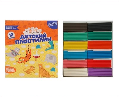 Пластилин Calligrata «Классический», 12цв, 240гр 127052