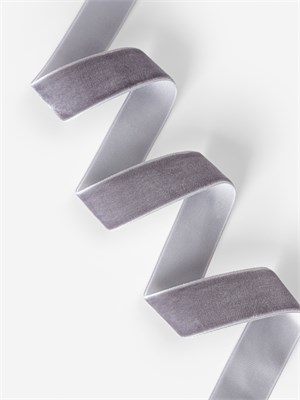 Лента бархатная, 25мм, 1м, серая №184 127061