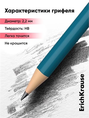 Карандаш чернографитный ErichKrause. Classic 100, HB, шестигранный, пластиковый, МИКС 127086