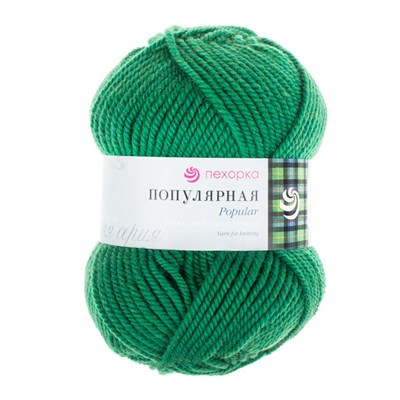 Пехорка Популярная 100гр 50% шерсть/50% акрил высокообъёмный цвет 480 Яр. зелень 11212