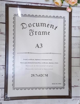 Фоторамка пластик со стеклом 29,7*42см т. дерево, подвес 111043