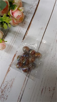 Бусины битое стекло 10мм 20 гр, цв. черный/желтый 118801