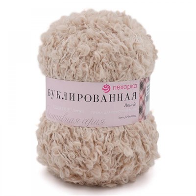 Пехорка Буклированная 30%мохер/20%полутонкая шерсть/50%высокообъемный акрил Цв. 03 светло-бежевый 121048
