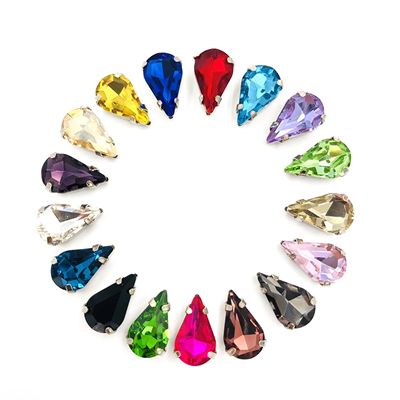 Стразы в цапах пришивные Капля 8*13мм н-р 6шт, цв. красный 124783