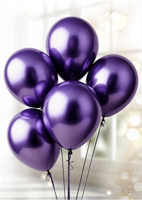 Воздушные шары латексные 12" «Хром», 5шт, фиолетовые 127278