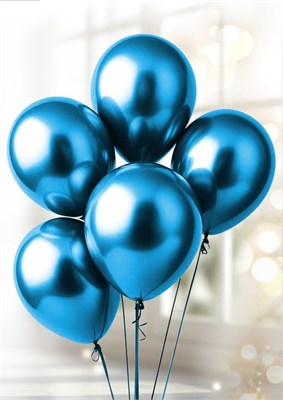 Воздушные шары латексные 12" «Хром», 5шт, синие 127279