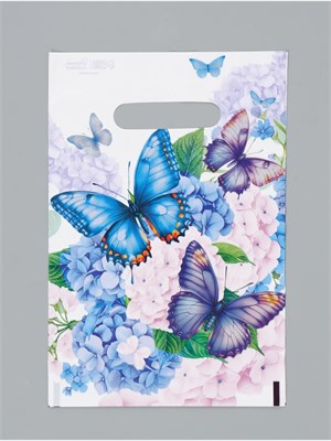 Подарочный пакет, полиэтиленовый, с вырубной ручкой, «Бабочки», 20*30см 127455