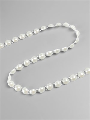 Жемчуг на нитях, плоский, 10мм, 1м, цвет молочный 127461