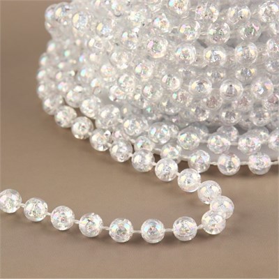 Бусы на нитях, с голографией, 6мм, 1м, прозрачные 127462