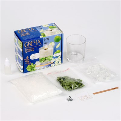 Свеча своими руками. Создание ароматической свечи с сухоцветами «Зеленое яблоко», н-р д/творчества 127471