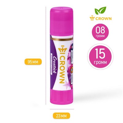 Клей-карандаш 15гр Crown Indicator PVP, с цветным индикатором 127586