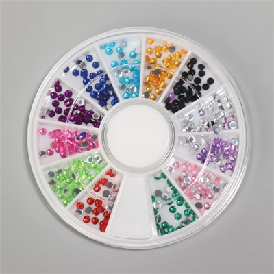 Стразы д/декора, 12 ячеек, 2мм, разноцветные 10502