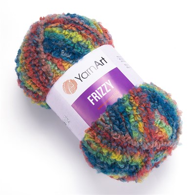 Пряжа YarnArt Frizzy 20% шерсть/77% акрил/3% полиэстер, 150гр/105м №411 оранжевый/синий/зеленый 107023