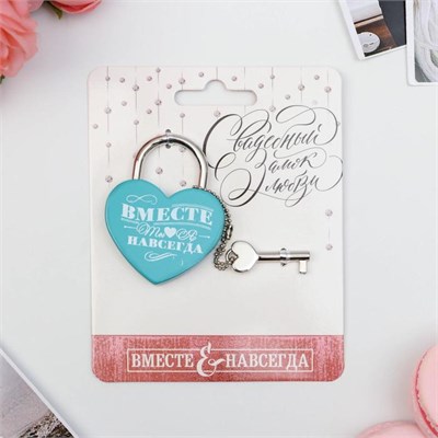 Замок свадебный с ключом «Ты. Я. Вместе навсегда», 4,5х6х0,5см 100274 - фото 4516