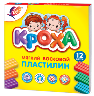 Пластилин мягкий Луч Кроха восковой 12 цветов х 15 гр. 102955