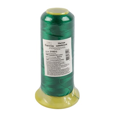 Швейные нитки (полиэстер) 210D/3 "Gamma"/"Micron" 1000я 912м цв зеленый 128506
