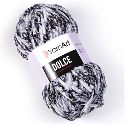 Пряжа "Dolce" 100% микрополиэстер 120м/100гр №801 черный/серый/белый 106978