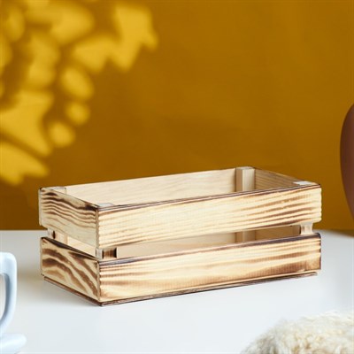 Кашпо деревянное 24.5×13.5×9 см "Двушка Лайт", двухреечное, обжиг  - фото 6451