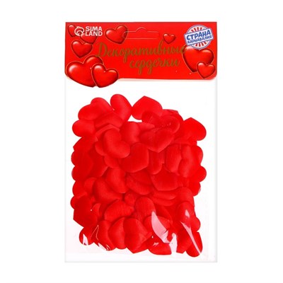 Сердечки декоративные, н-р 100шт, 2см, цвет красный - фото 6495