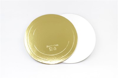Подложка под торт картон усиленная золото d26см 1,5мм  - фото 9994