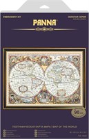 Н-р д/вышивания Panna PZ-1842 Географическая карта мира. Золотая серия 31057