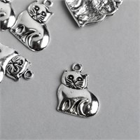 Декор металл для творчества "Кошка" серебро, 1,9х1,5 см 19928