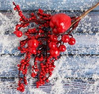 Декор "Зимнее очарование" веточка с ягодками и яблочком 22 см