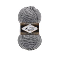 Пряжа Alize lanagold classic 51% акрил/49% шерсть 100гр №21 Серый меланж