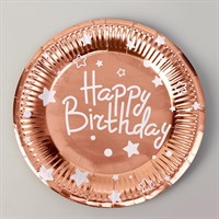 Н-р одноразовых тарелок 18см 10шт Happy birthday, цвет розовый