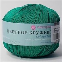 Пехорка Цветное кружево 100% хлопок 50г цв. 335 изумруд