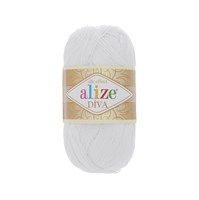 Пряжа Alize Diva 100% микрофибра цв.55 Белый