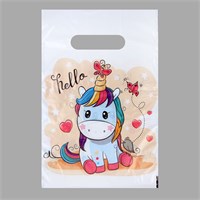 Пакет "hello единорог", полиэтиленовый с вырубной ручкой, 20*30см, 30мк 11199