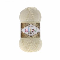 Пряжа Alize Diva 100% микрофибра цв.01 Кремовый