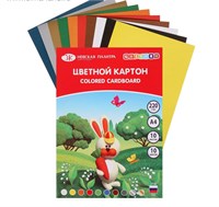 Картон цветной односторонний, 220г/м2, А4, 10 цветов, 10л, Цветик