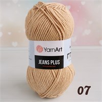 Пряжа YarnArt Jeans Plus 55% хлопок/45% полиакрил, 100гр, №07 Песочный 106126