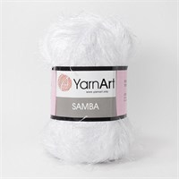 Пряжа YarnArt Samba 100% полиэстер 100гр, 01 Белый  106141
