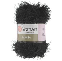 Пряжа YarnArt Samba 100% полиэстер 100гр, 02 Черный  106142
