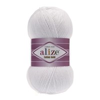 Пряжа Alize cotton gold 55% хлопок/45% акрил №55 Белый