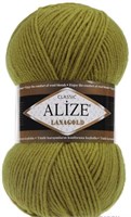 Пряжа Alize lanagold classic 51% акрил/49% шерсть 100гр №758 Оливковый