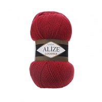 Пряжа Alize lanagold classic 51% акрил/49% шерсть 100гр №56 Красный