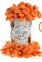 Пряжа Alize Puffy 100% Микрополиэстер 100гр №336, оранжевый