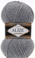 Пряжа Alize lanagold classic 51% акрил/49% шерсть 100гр №651 Серо-белый меланж